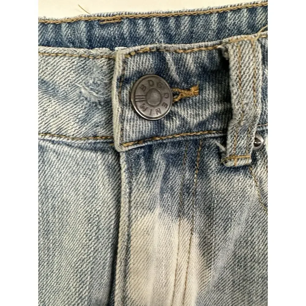 BDG Urban Outfitters High Rise Distress Dree Cheeky Shorts Size 25W Blue Jean